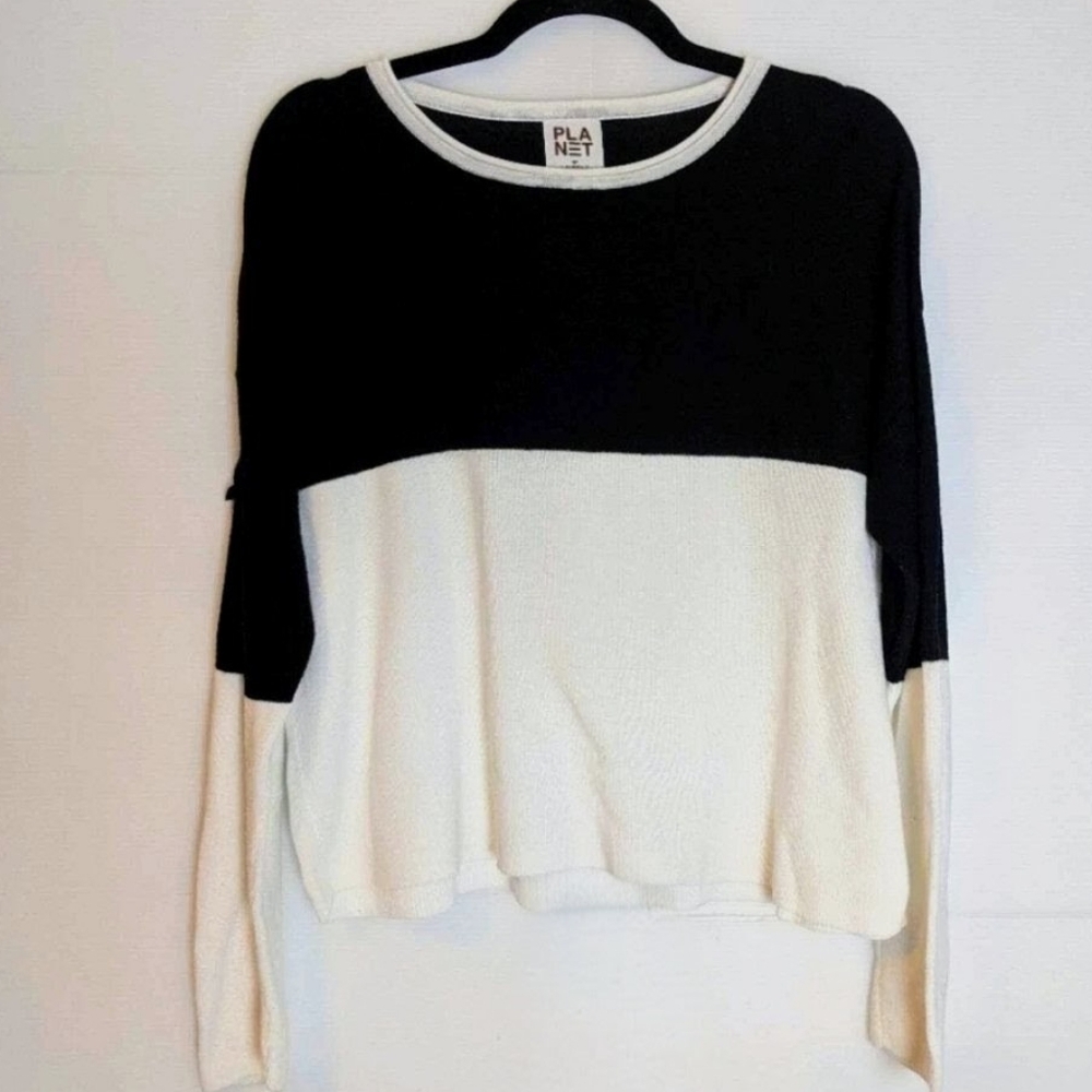 Planet by Lauren G Colorblock Sweater Lagenlook OS Boxy Minimalist